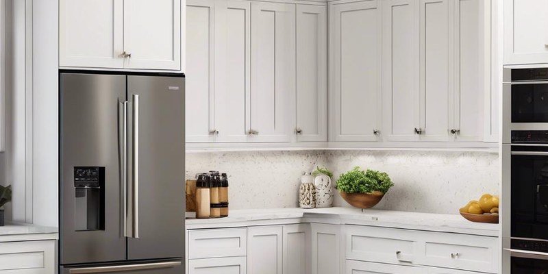 White Shaker kitchen renovation with stainless refrigerator in Calgary, Alberta
